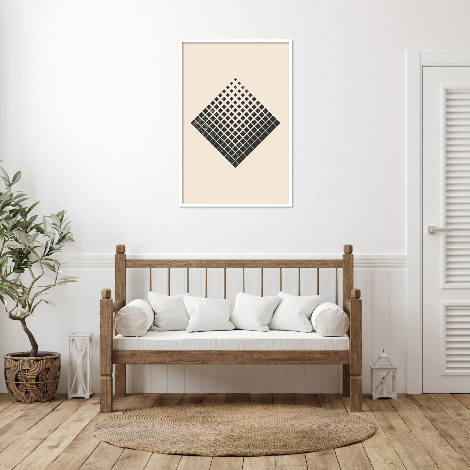 Minimal Halftone Shapes No. 3 Print, White, 41" H x 28" W x 1" D