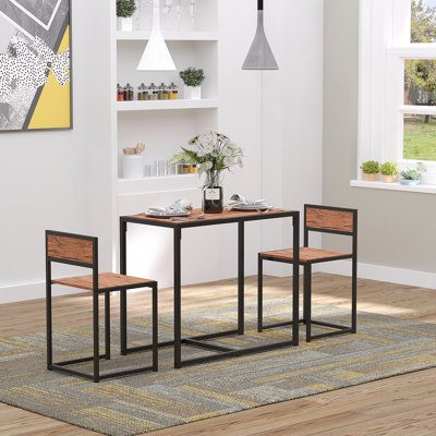 Ensemble de table de salle à manger 3 pièces pour 2 personnes, comprenant une table de cuisine et des chaises confortables pour les repas et les loisirs