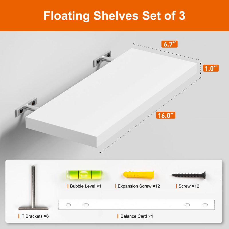 Burdene Square Floating Shelf, White