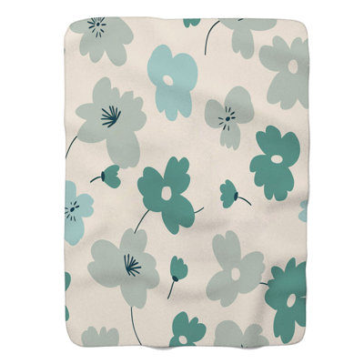 Simple Mint Green Florals - 1 Piece Premium Blanket