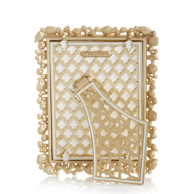 Matte Metal/Crystal Single Picture Frame in Gold/White, 5" x 7"