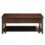 Table basse classique en noyer avec fonction de levage et compartiments pour objets décoratifs