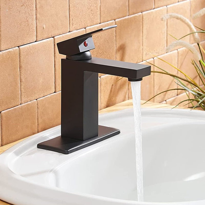 Single-Hole Single-handle Bathroom Faucet with Drain Assembly, Matte Black