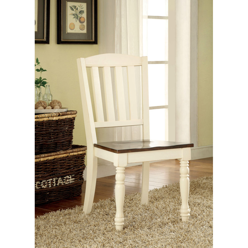 Chaise d'appoint à dossier à lattes Laureus blanc / brun foncé Laureus