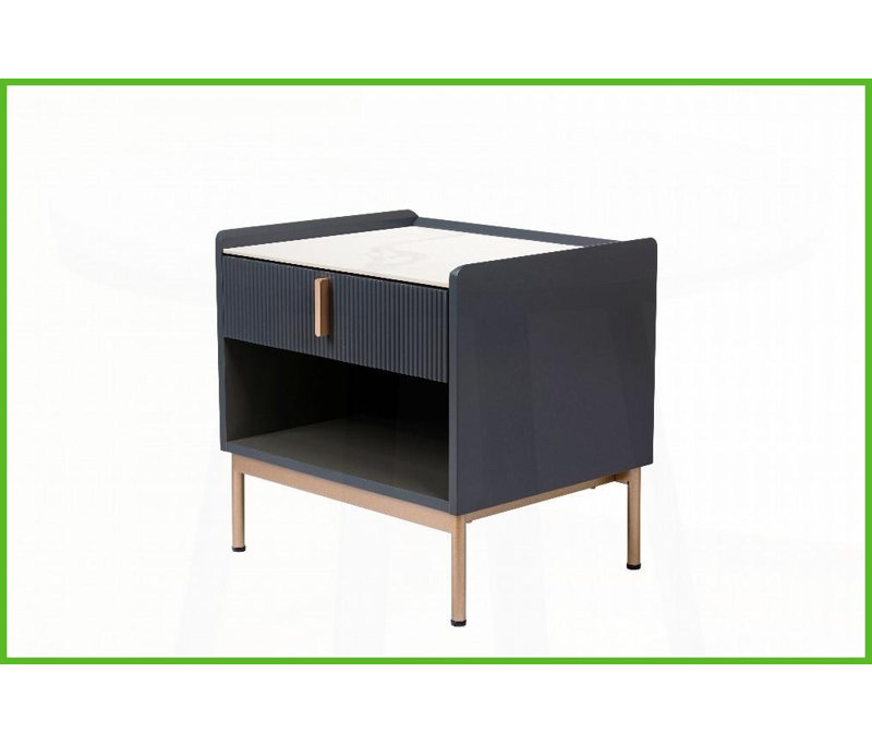 Table basse de luxe avec plateau en pierre blanche et grise avec cadre doré - Assemblage facile et rapide pour le salon