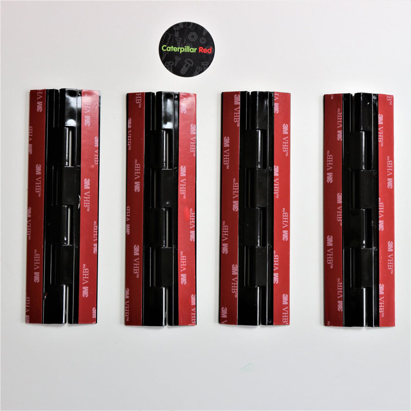 Black Acrylic Hinges - No Glue Required Self-Adhesive Black Plastic 150mm
