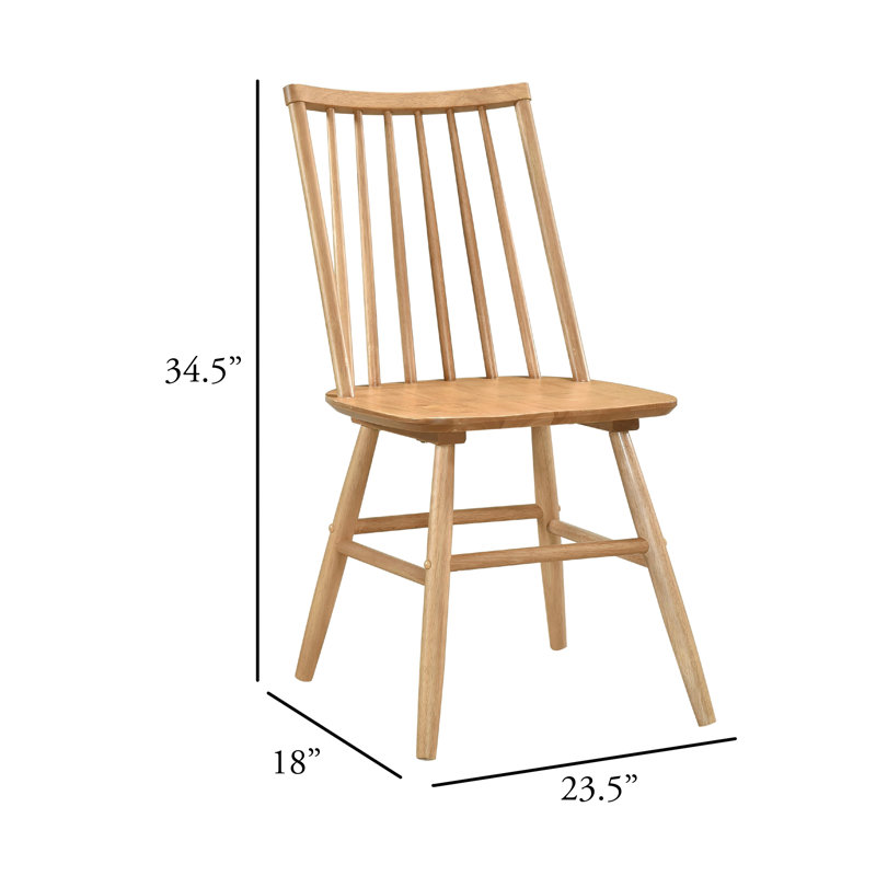 Ensemble de 2 chaises d'appoint de salle à manger Ger, dossier à lattes, bois de chêne brun naturel