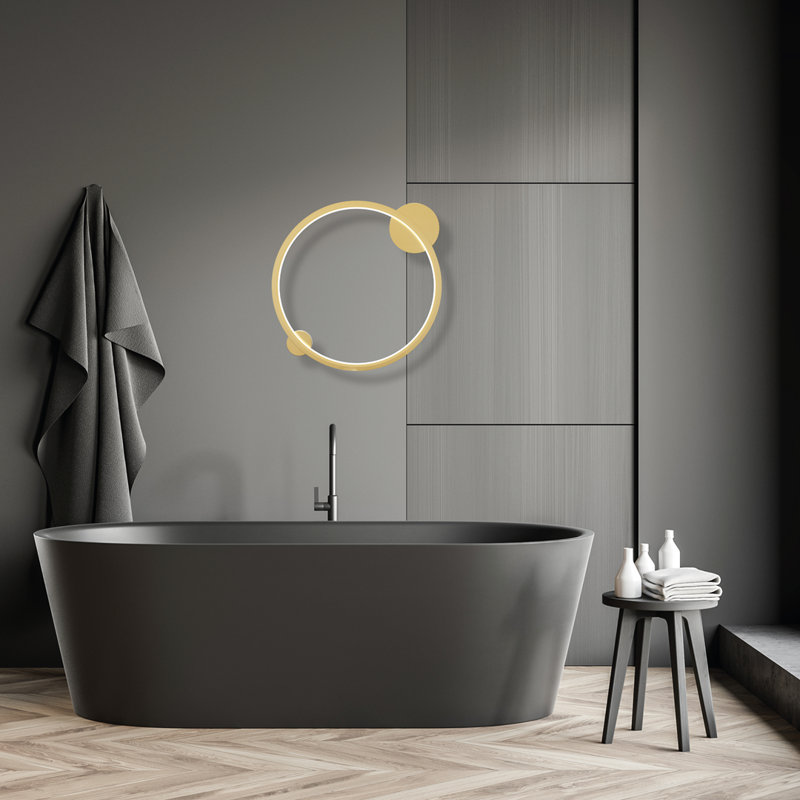 Saturno Acrylic LED Flush Mount, 57cm H x 50cm W x 6cm D, Gold