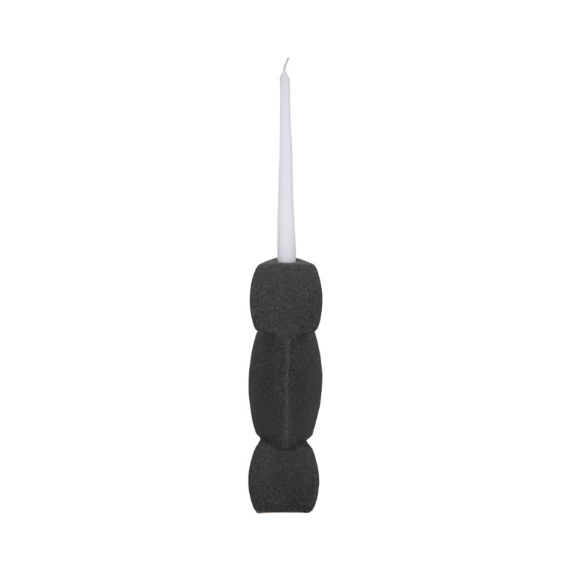 Candlestick Candle Holder, 12" H x 4" W x 4" D, Black