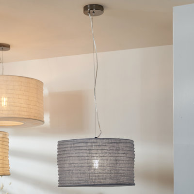 Yaqub 1 - Light Grey Drum Pendant