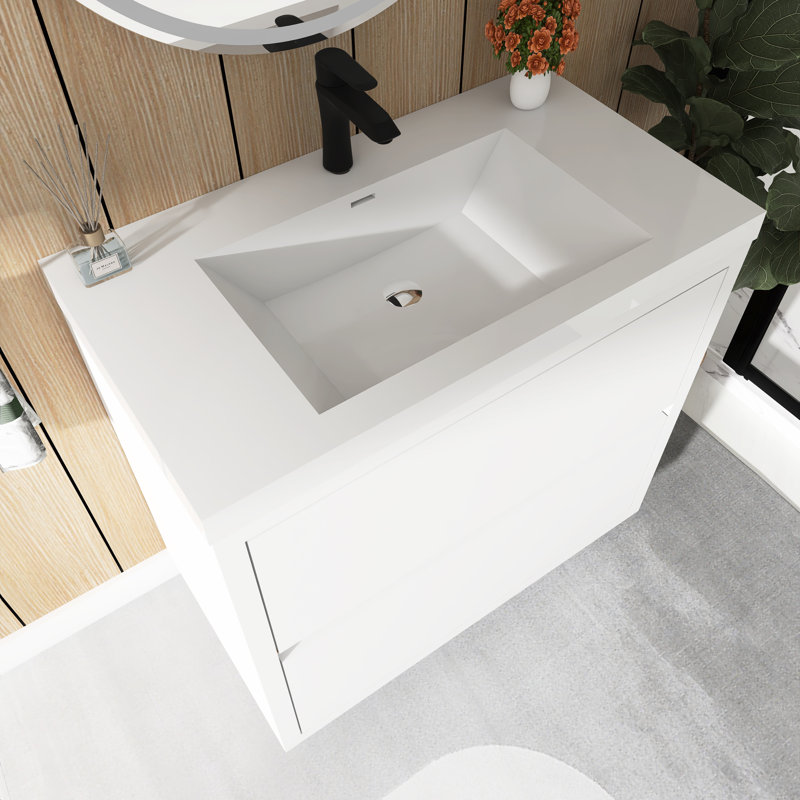 Meuble-lavabo sur pied 36 po avec lavabo, Blanc