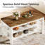 Îlot de cuisine en bois massif de 63 pouces avec tablettes de rangement, table de bar à hauteur de comptoir Farmhouse Island pour cuisine, salle à manger-1151438850