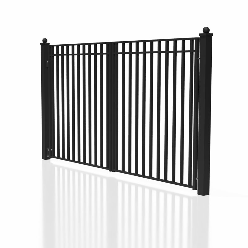Madrid Style Black Steel Dual Swing Driveway Gate 12 x 6 Feet