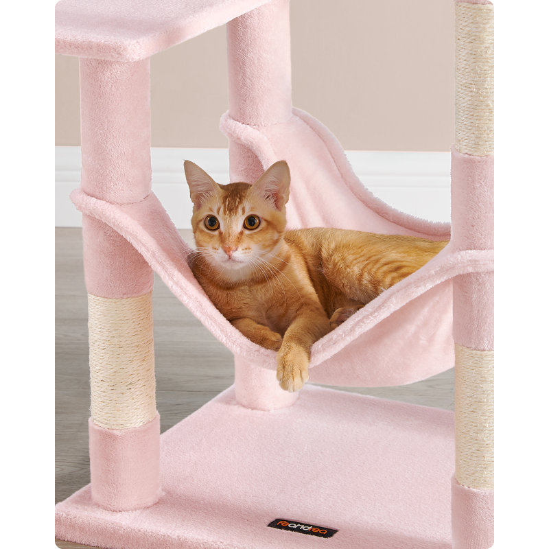 143cm H Cat Tree, Pink, 112cm H x 62cm W x 46cm D