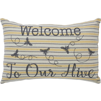 Buzzy Bees Striped Cotton Reversible Throw Pillow