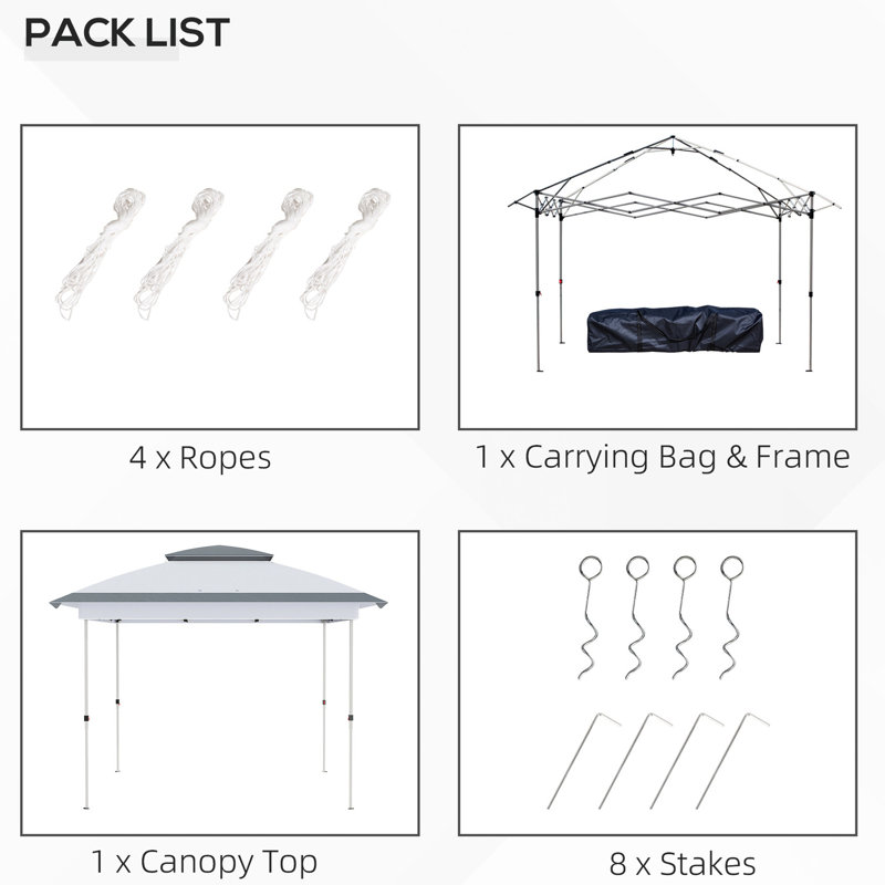 Height Adjustable Outdoor Canopy With 137 Sq.ft Shade Area Tent 6.6' For Added Space