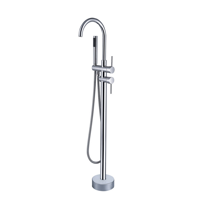 Robinet de baignoire autoportant avec douche à main - Structure en métal, surface, débit maximal de 3,9 gal / min, produit de rafraîchissement de salle de bain robuste, finition, 45 po Profondeur, amélioration