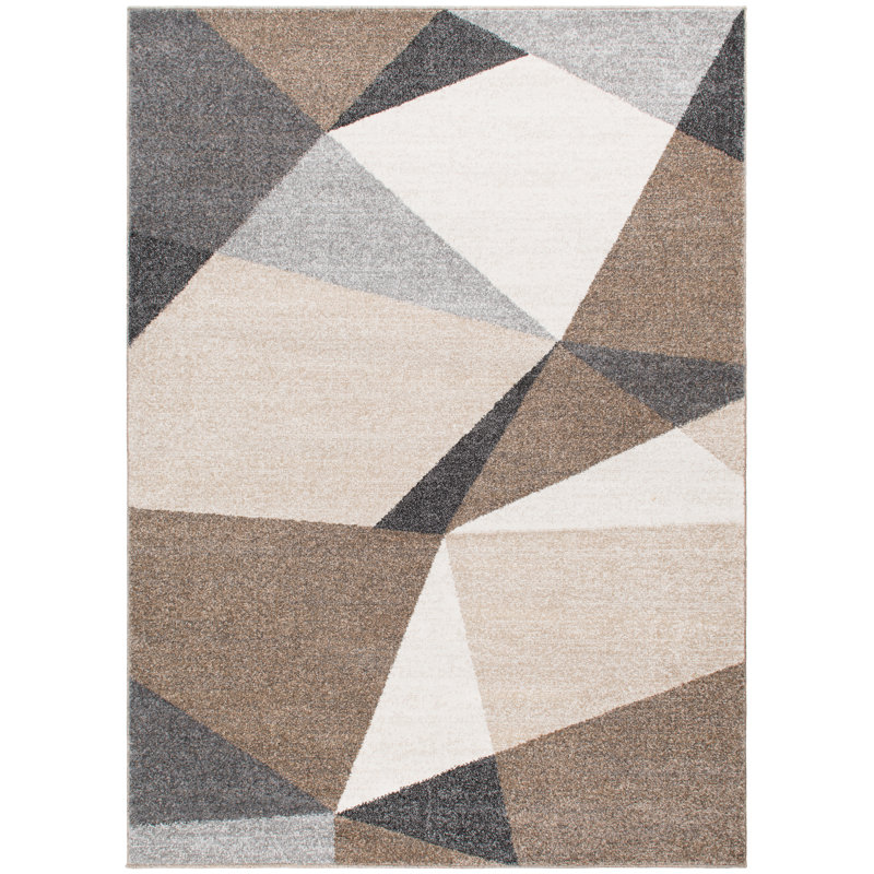 Tapis gris / ivoire à motif géométrique Astrid, Rectangle 7 pi 10 po x 10 pi 6 po