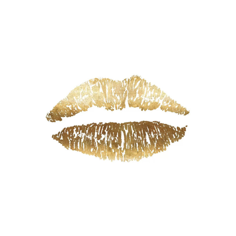 «Gold Lips Print» par Ruby and B - impression sur toile tendue, H 12 po x l 12 po x P 0,75 po