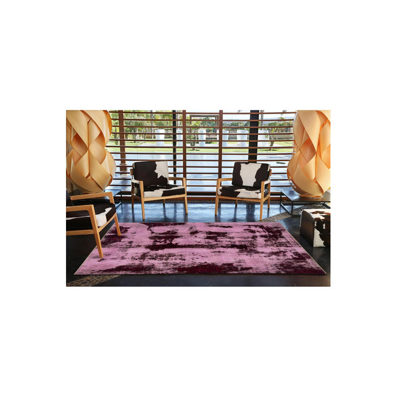 Pink Themed Abstract Patterned Creative Modern Decorative Machine Washable Rug, Rectangle 5'1" x 7'7" Rug Pad Included