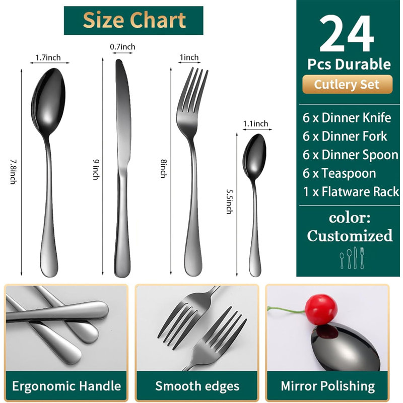 Latitude Run® Nicholus Stainless Steel Flatware Set - Service for 6