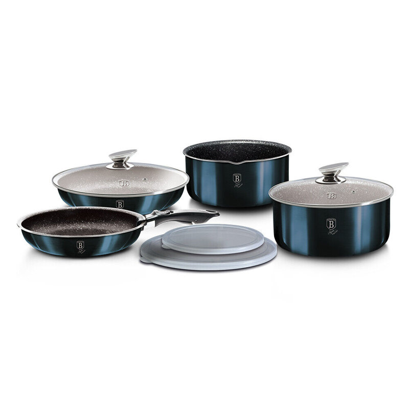 9 - Piece Aluminum Cookware Set, Aquamarine