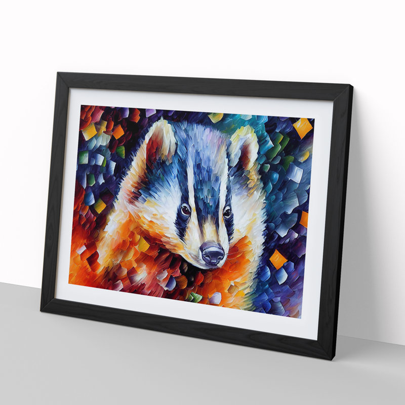 Badger Painting Abstract - Framed Print, Black, 46cm H x 64cm W x 2cm D