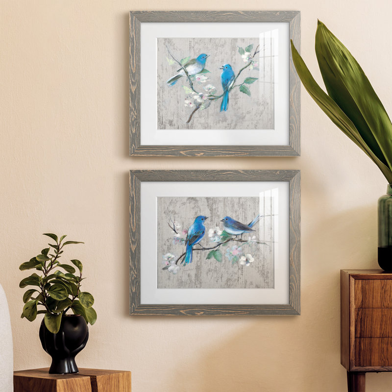 Song of Spring I - ensemble de 2 peintures encadrées, Cadre en papier gris, H 24 po x l 36 po x P 1,5 po
