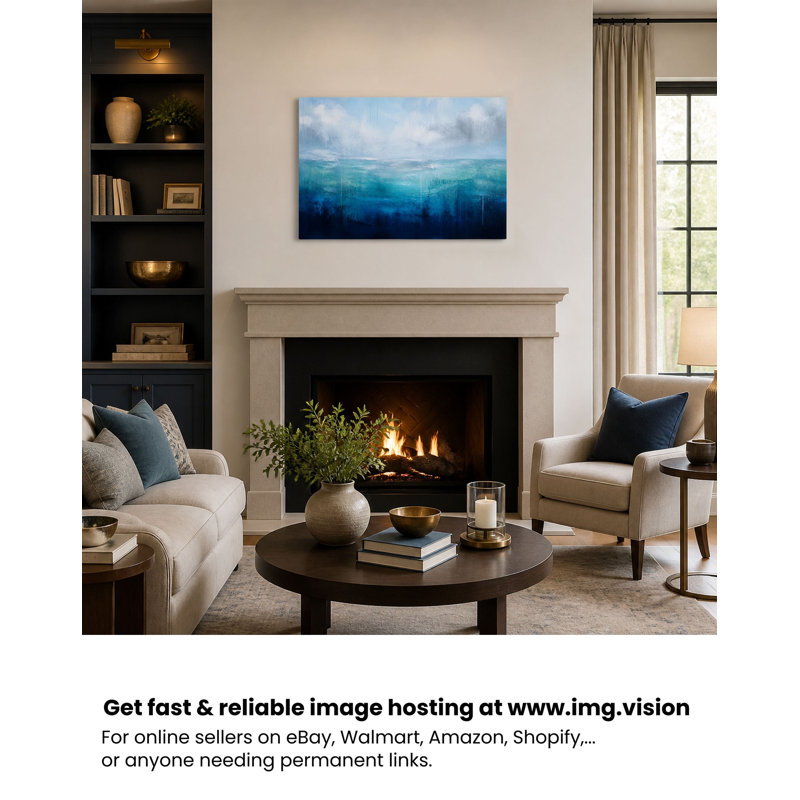 Art mural bleu océan et ciel - 16 x 24 po, H 16 po x l 24 po