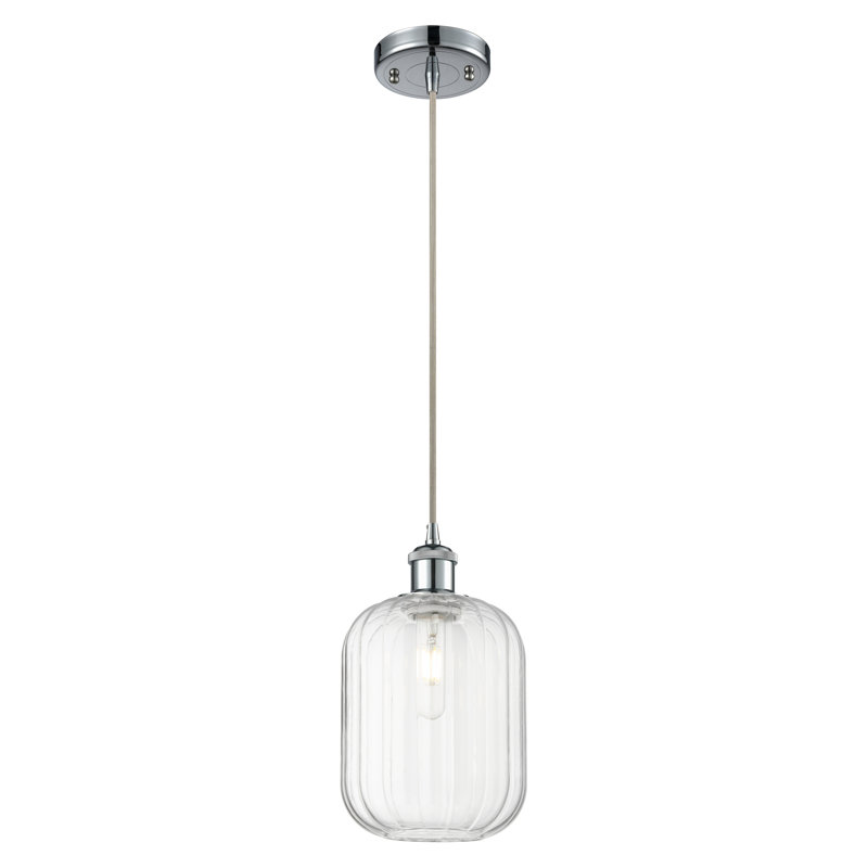 Mini-luminaire suspendu à cordon 1 lumière Ballston - Ameiya, Clair, Chrome poli
