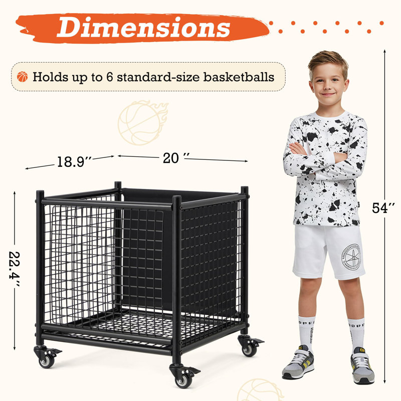 Rolling Basketball Bin With Wheels
