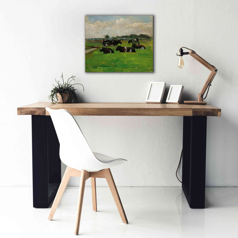 «Paysage avec un groupe de cinq vaches, 1901» par Piet Mondrian, estampe numérique sur toile, H 20 po x l 24 po x P 0,75 po