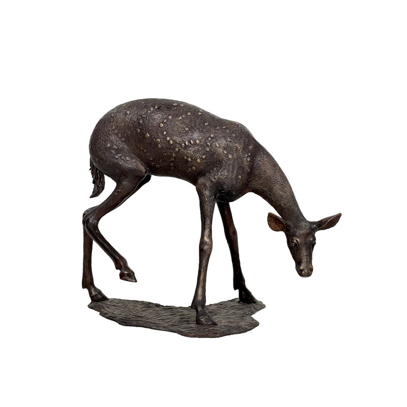 Statue bronze fauve broutant
