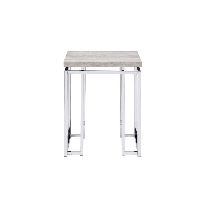 Natural Oak & Chrome Finish End Table