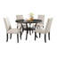 Ensemble de salle à manger en bois espresso avec chaises cloutées en tissu brun clair-528037737