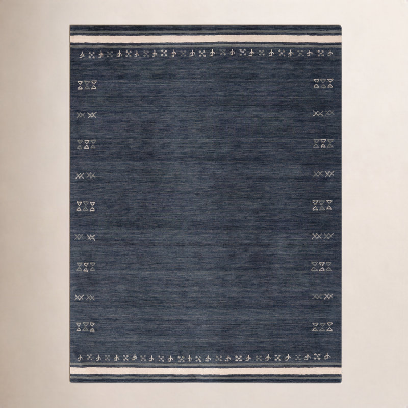 Tapis gris anthracite en laine fait à la main Santiago, Rectangle 6 pi x 9 pi
