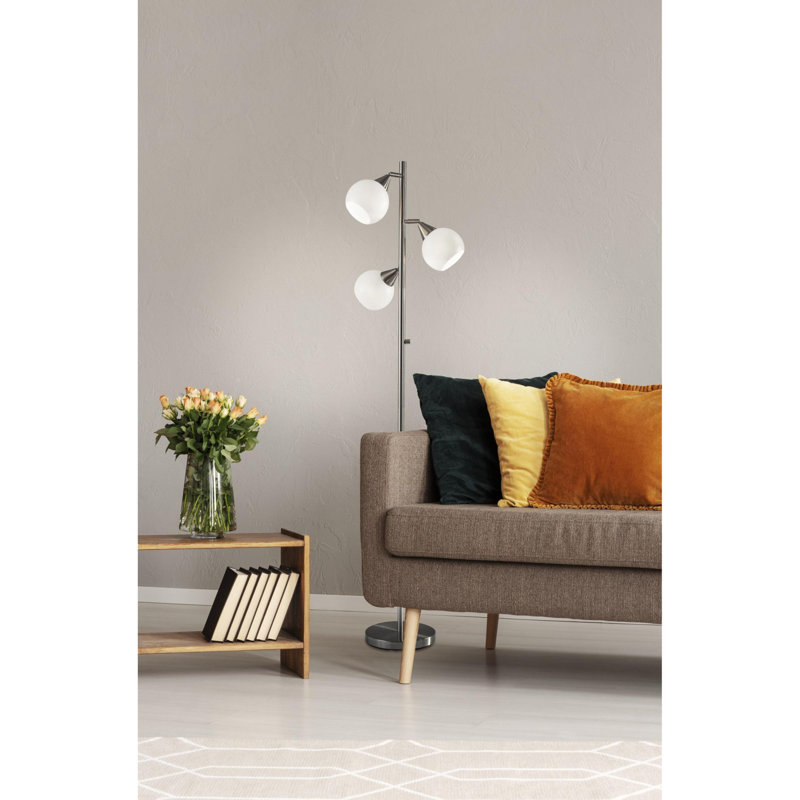 Floor Lamp Brushed Steel Metal Three Adjustable Globes Floor Lamp Brushed Steel Metal Three Adjustable Globes
