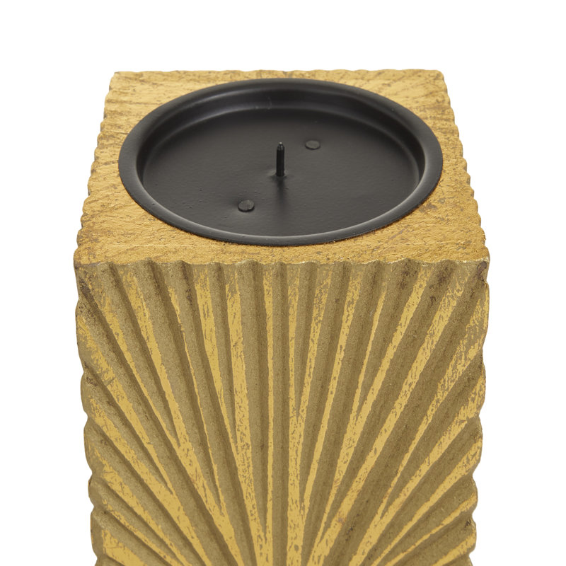 Ensemble de porte-bougie en bois, Doré