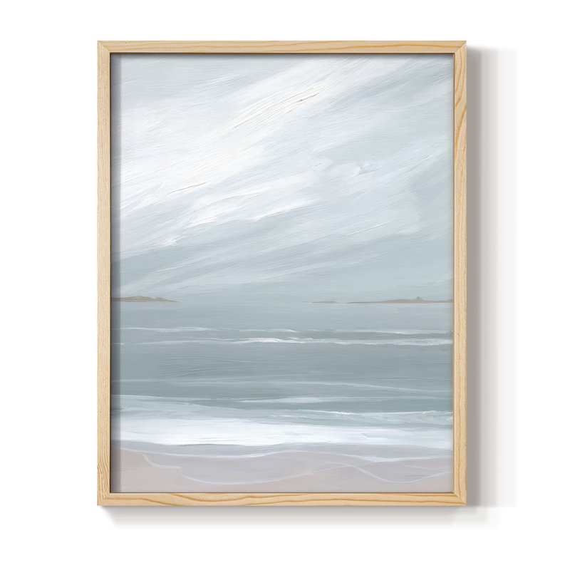 Aqua Soft Shores I, reproduction encadrée - bois massif, H 15 po x l 12 po, Naturel