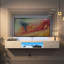 Meuble télé mural moderne avec 16, centre de divertissement flottant pour téléviseurs de 55 à 65 pouces et rangement spacieux-255067769