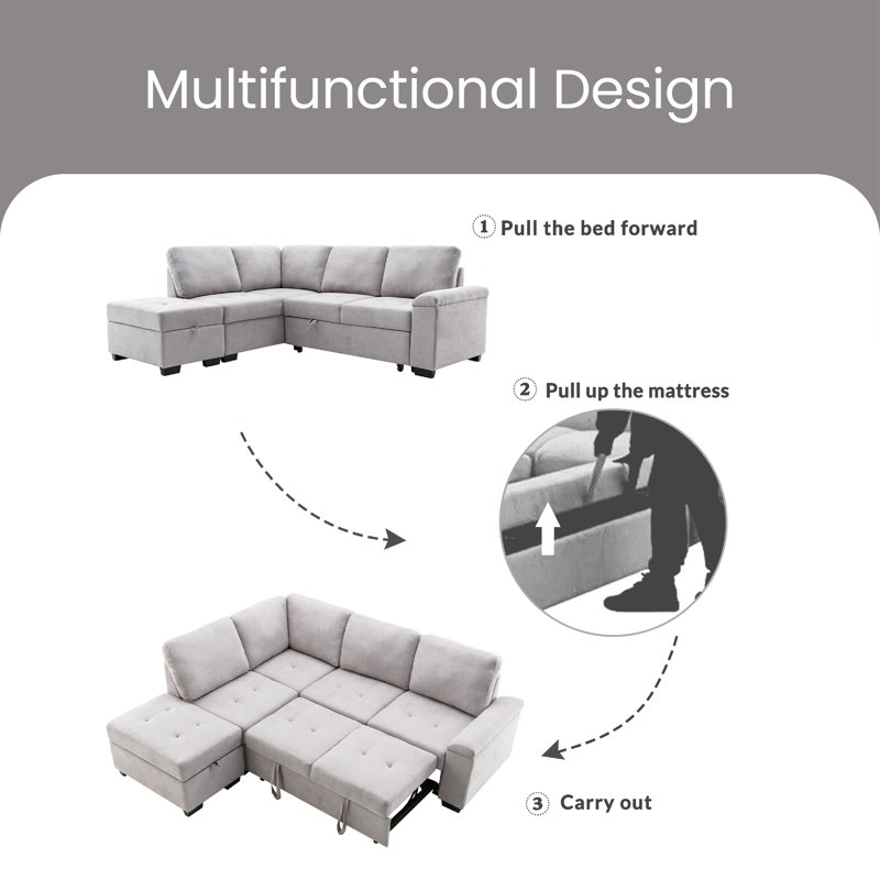 Velvet L-Shaped Sectional Left Hand Facing, Gray Velvet