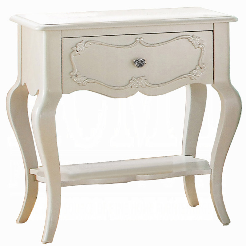 Table de chevet traditionnelle traditionnelle avec tiroir et tablette pour chambre de jeunes en bois