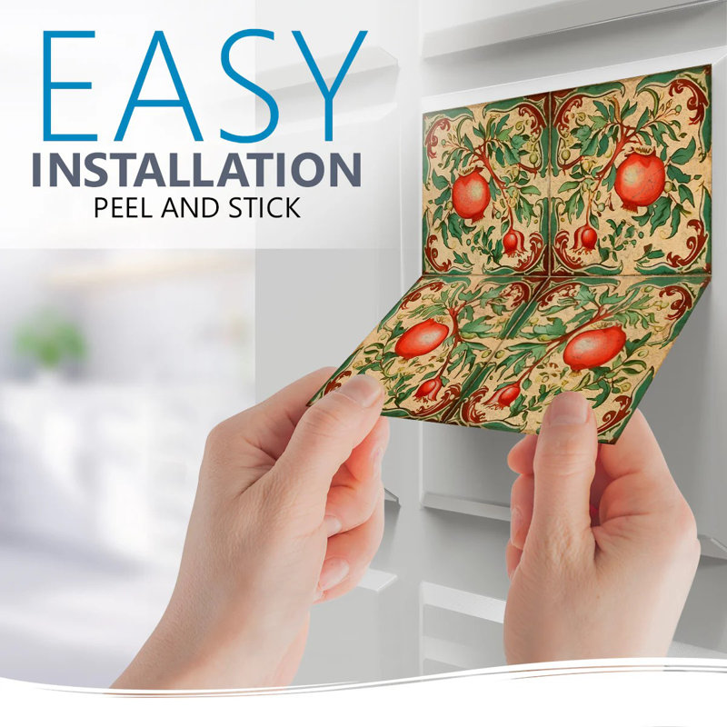 Carrelage mosaïque auto-adhésif en vinyle 4 po x 4 po Pomegranate