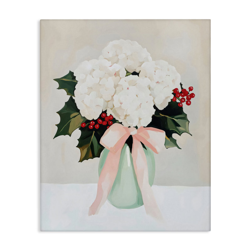 Toile de Noël avec fleurs d'hortensia, design par Arlington Prints, H 30 po x l 24 po