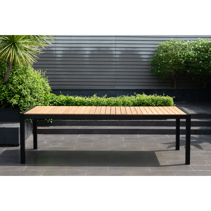Dugas 9Pc Extendable FSC Wood And Aluminum Outdoor Patio Dining Set