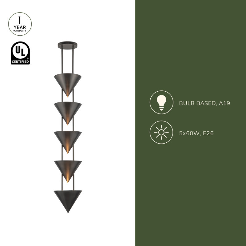 Versus 10-in Brass Pendant, Brass, 10