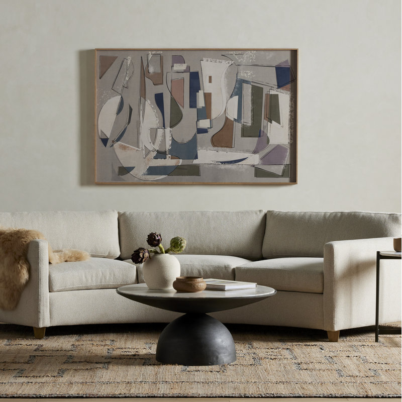 Corbett Marble Coffee Table, Creamy Taupe Top/Light Gray Base, 15.75" H x 35.25" L x 35.25" W