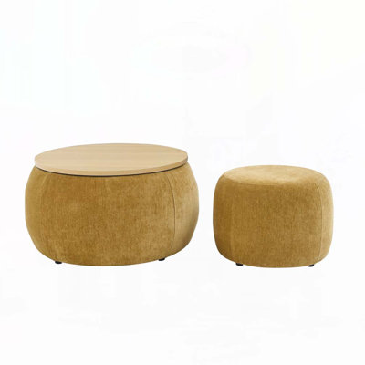 Round Storage Ottoman with small seat