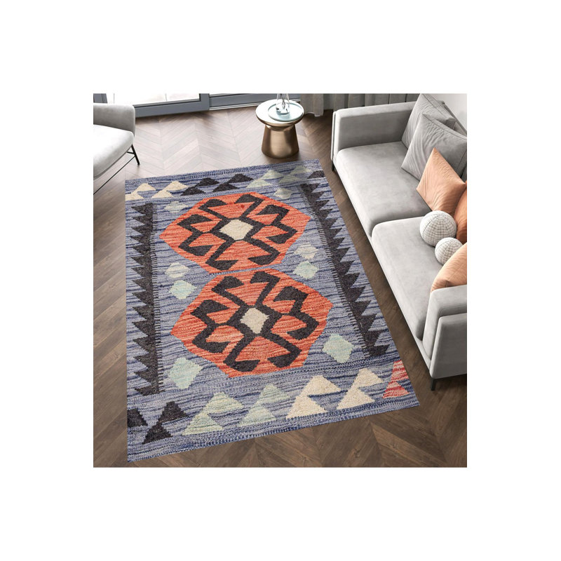 Tapis gris délavé à motif géométrique détaillé, Sous-tapis rectangulaire 2 pi 6 po x 4 pi 11 po