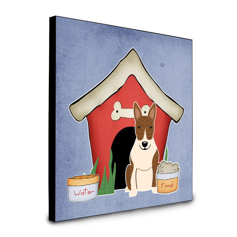 Panneau mural d’art collection dog house Scarvinia, Bull terrier bringé